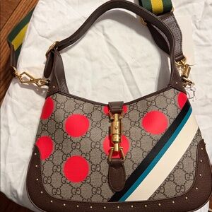 Gucci Jackie 1961 Studded Printed GG Coated Canvas Small hobo bag